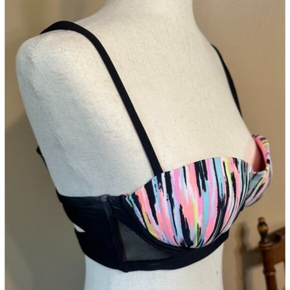 Xhilaration Push Up Underwire Bikini Swimsuit Top Medium Pastel Abstract Mesh - Picture 2 of 9